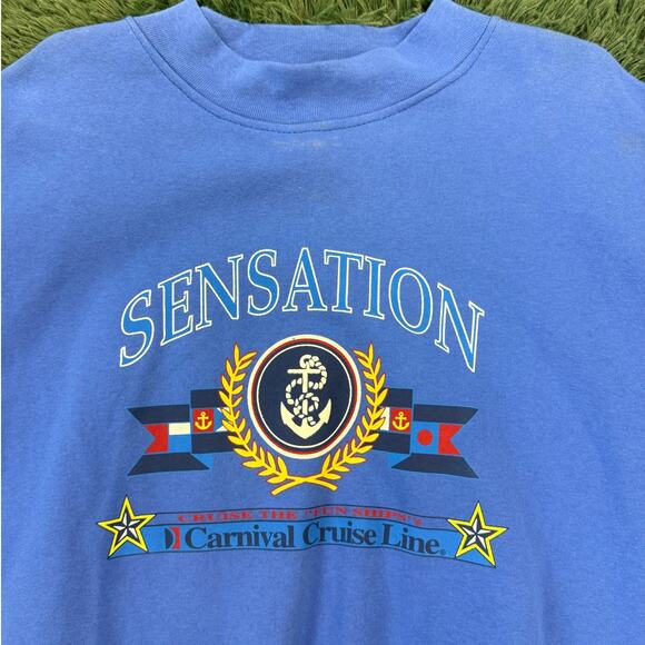 90s Carnival Cruise Lines "Sensation" VTG XL Blue Pullover Sweatshirt Unisex - Picture 8 of 8